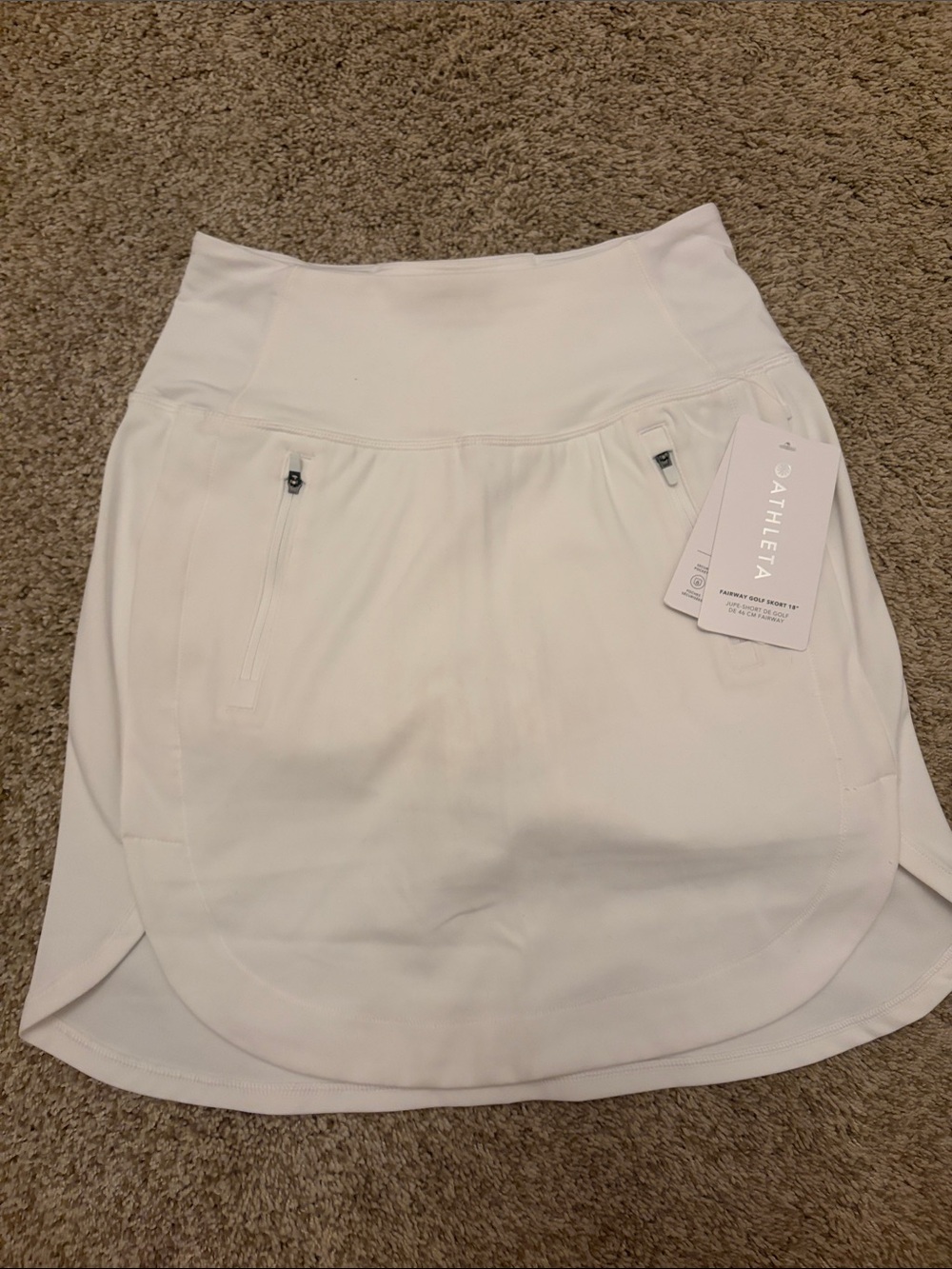Athleta White Athletic Skort with Zipper Pockets